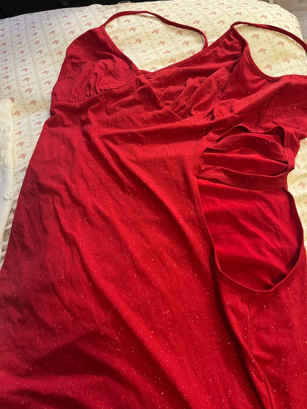 Sparkling Red Slip Dress with Spaghetti Straps